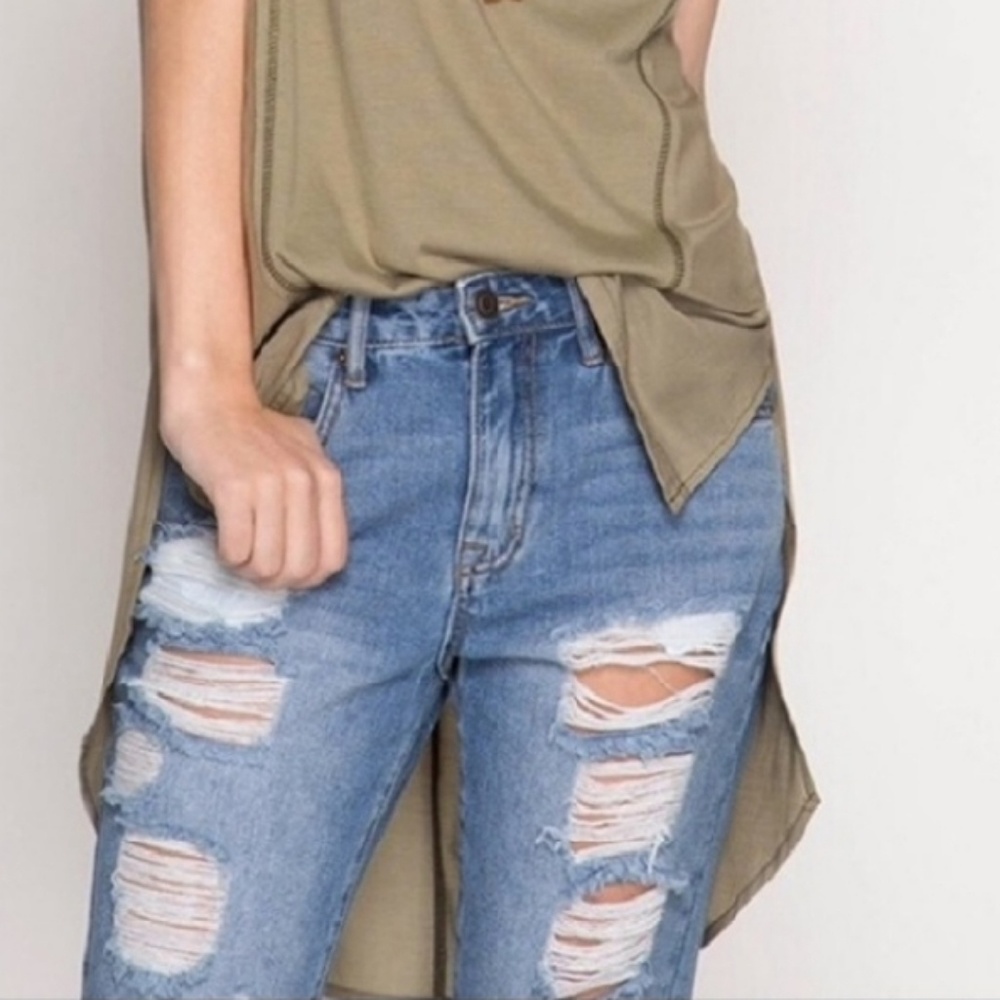Olive High/Low Tunic - Picture 3 of 4